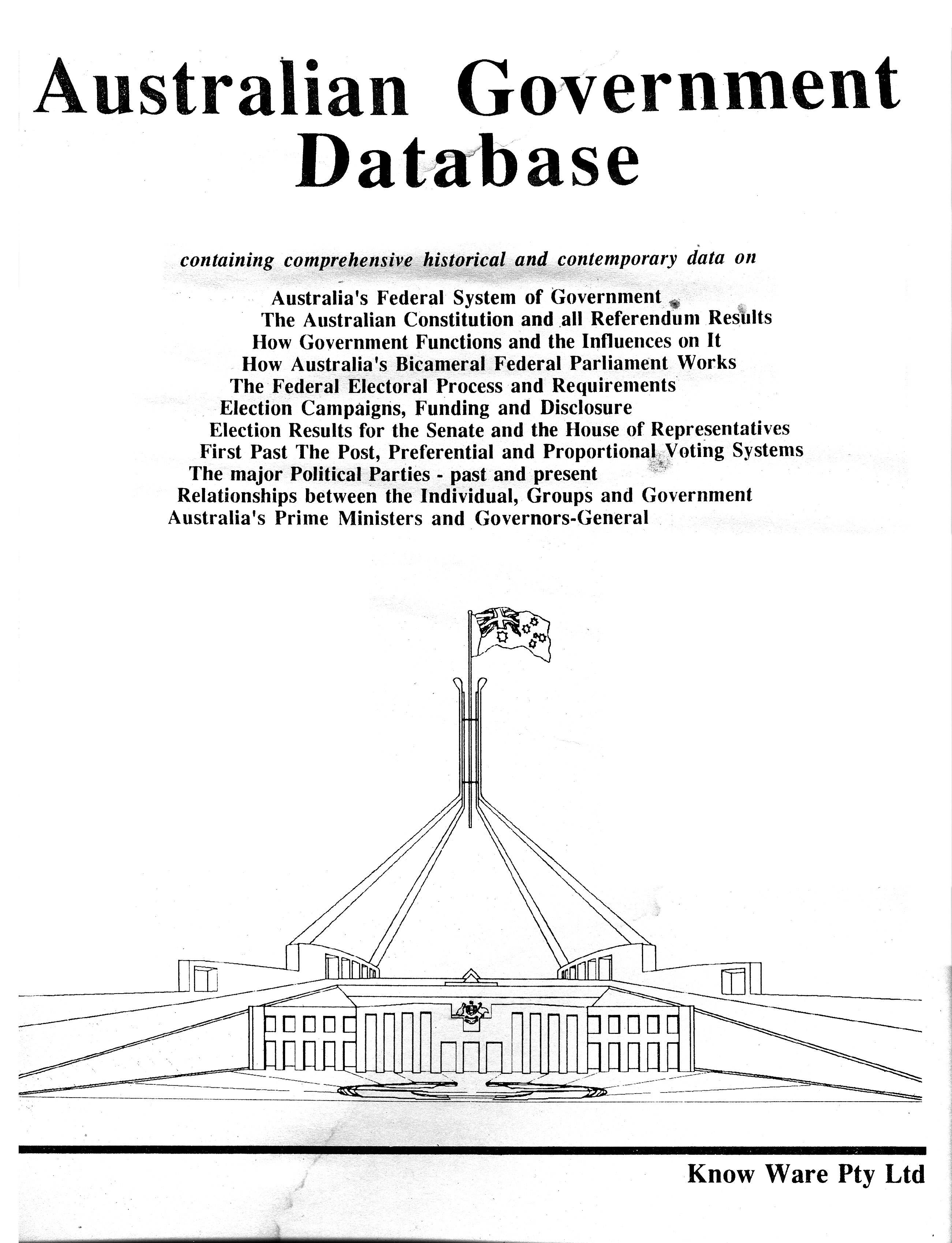The Australian Government Database folder cover